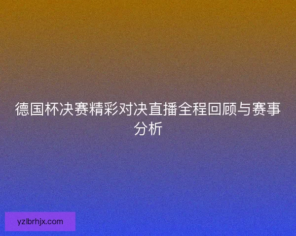 德国杯决赛精彩对决直播全程回顾与赛事分析